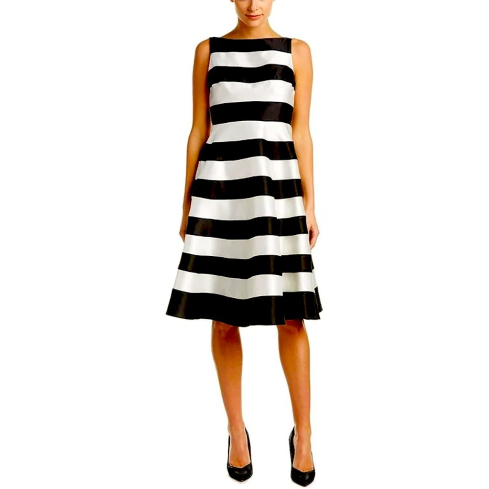 🤩🤩ADRIANNA PAPELL NWT Black/White Striped Dress size 6P